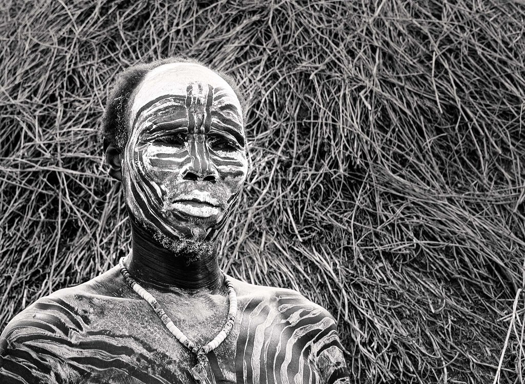 Karo Tribesman Body Painting in Omo Valley